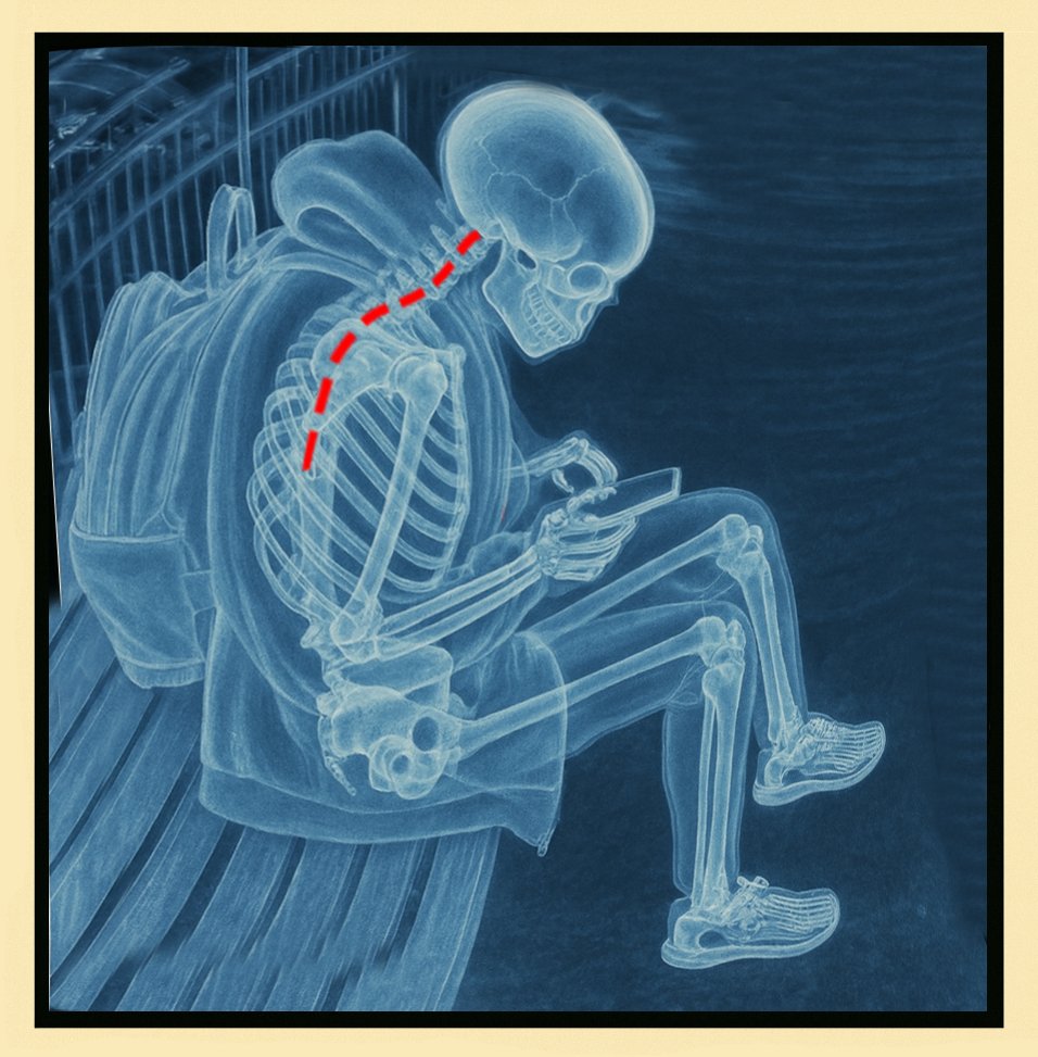 Text Neck Example 3 - Multiple people showing iHunch posture while using phones - revealed