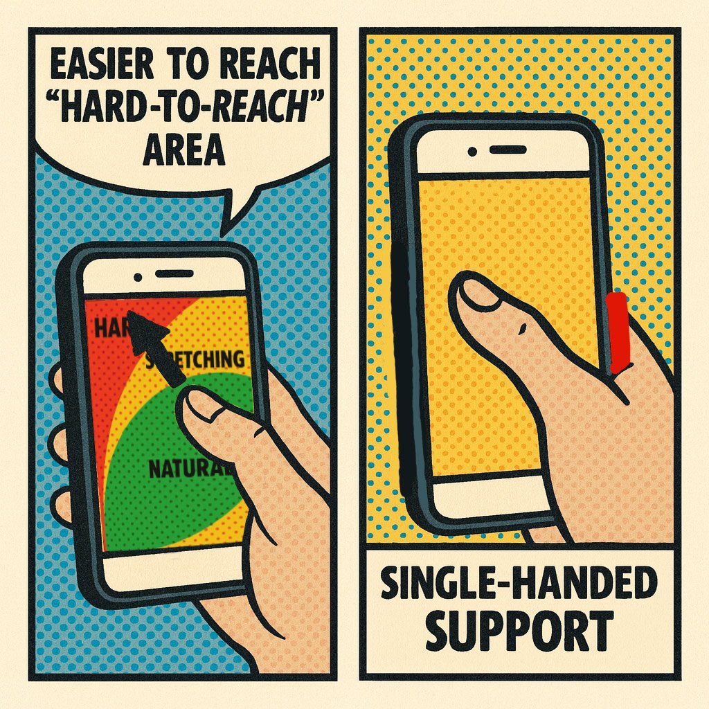 OrthoText Ergonomic Benefits - Easier to reach hard-to-reach areas with single-handed support
